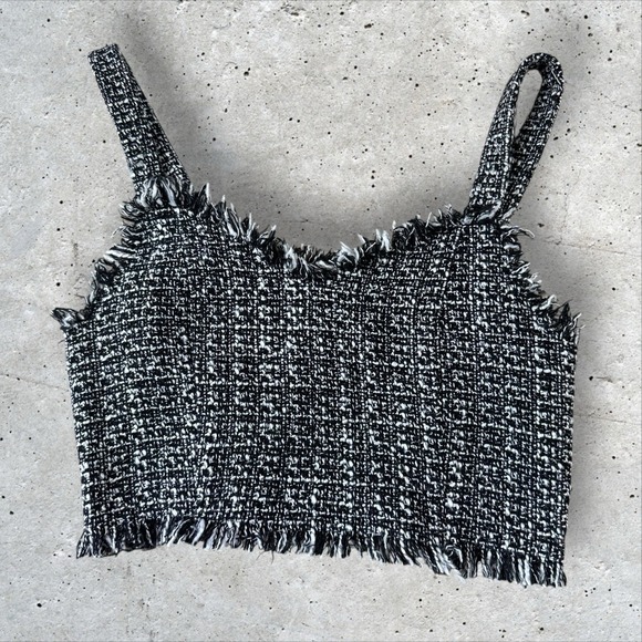 Anthropologie Tops - Anthropologie x Mare‎ Mare Tweed Tank Top Vest Blouse Black White Sz S